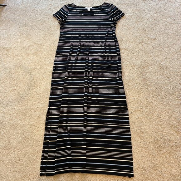 White House Black Market Striped T-shirt Jersey Maxi Dress Women's Size Large - Picture 2 of 13